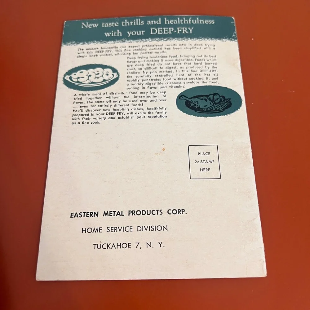 Vintage Eastern Metal Products Deep-Fry Recipe Instruction Booklet Tuckahoe NY